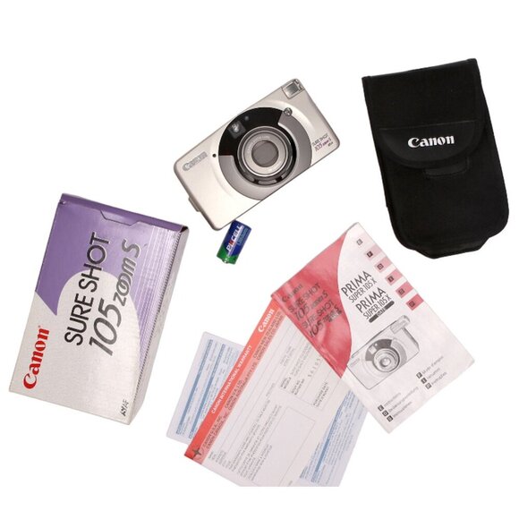 Vintage Canon Sure Shot 150 Zoom S Camera 35mm Retro Lomography Silver Flash Cas - Picture 12 of 12